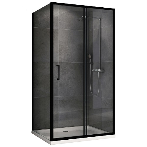 Душевой уголок ABBER Schwarzer Diamant AG30140B5-S80B5 140x80 см универсальный, профиль черный, стекло прозрачное Душевой уголок ABBER Schwarzer Diamant AG30140B5-S80B5 140x80 см универсальный, профиль черный, стекло прозрачное