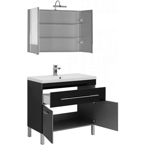 Комплект мебели Aquanet Верона NEW 90 черный (напольный 1 ящик 2 дверцы) 00230315 Комплект мебели Aquanet Верона NEW 90 черный (напольный 1 ящик 2 дверцы) 00230315