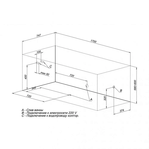 Акриловая ванна Aquanet Valencia 170x75 00210295 Акриловая ванна Aquanet Valencia 170x75 00210295