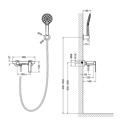 Смеситель для ванны Timo Anni 2714/03Y черный Смеситель для ванны Timo Anni 2714/03Y черный