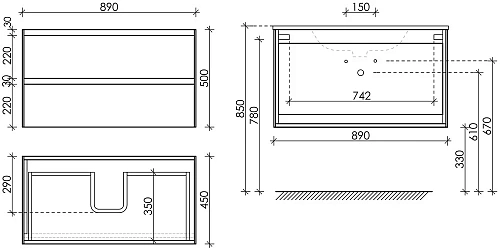 Тумба под раковину Sancos Cento CN90W белый глянец Тумба под раковину Sancos Cento CN90W белый глянец