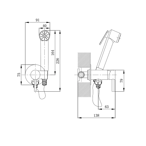 Гигиенический душ GROSSMAN GR-502.K35.07.320 Solis со смесителем, золото сатин Гигиенический душ GROSSMAN GR-502.K35.07.320 Solis со смесителем, золото сатин