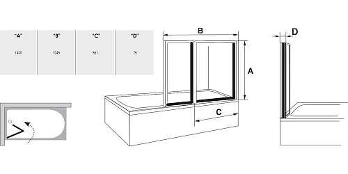 Шторка на ванну Ravak VS2 105 796M0100ZG (белый + грапе) Шторка на ванну Ravak VS2 105 796M0100ZG (белый + грапе)