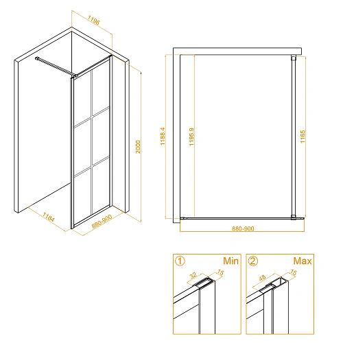 Душевая перегородка RGW Walk In WA-111B 900 мм 411011109-84 черный, Easy Clean Душевая перегородка RGW Walk In WA-111B 900 мм 411011109-84 черный, Easy Clean