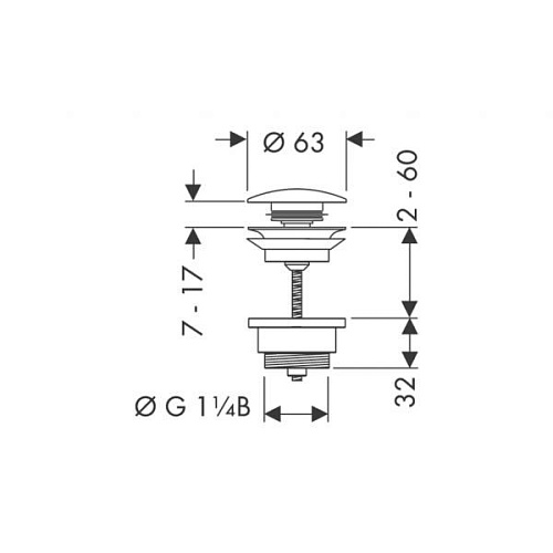 Донный клапан hansgrohe Push-Open 50100000 Донный клапан hansgrohe Push-Open 50100000