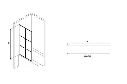 Шторка на ванну ABBER Immer Offen AG72080B 80 см универсальная, профиль черный, стекло прозрачное с рисунком Шторка на ванну ABBER Immer Offen AG72080B 80 см универсальная, профиль черный, стекло прозрачное с рисунком