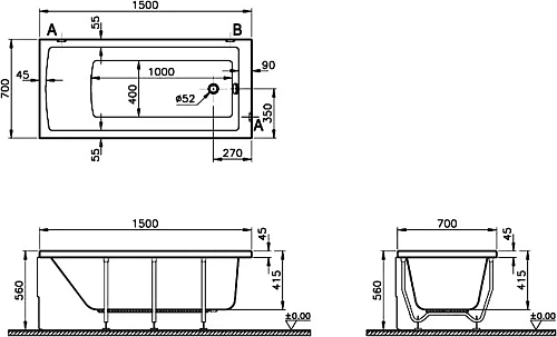 Акриловая ванна Vitra Neon 150x70 52510001000 Акриловая ванна Vitra Neon 150x70 52510001000