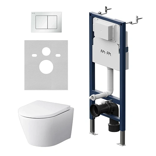 Комплект инсталляции AM.PM Sense IS90201.741701 с унитазом FlashClean, клавишей S, белый, сиденьем микролифт Комплект инсталляции AM.PM Sense IS90201.741701 с унитазом FlashClean, клавишей S, белый, сиденьем микролифт