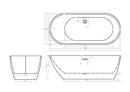 Ванна отдельностоящая Ceruttispa COMO CT7386 1700x750x560 акриловая Ванна отдельностоящая Ceruttispa COMO CT7386 1700x750x560 акриловая