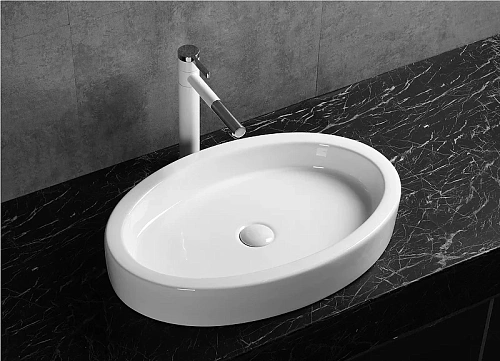 Раковина Ceruttispa CR7045 630х415х100 накладная, белая, овальная Раковина Ceruttispa CR7045 630х415х100 накладная, белая, овальная