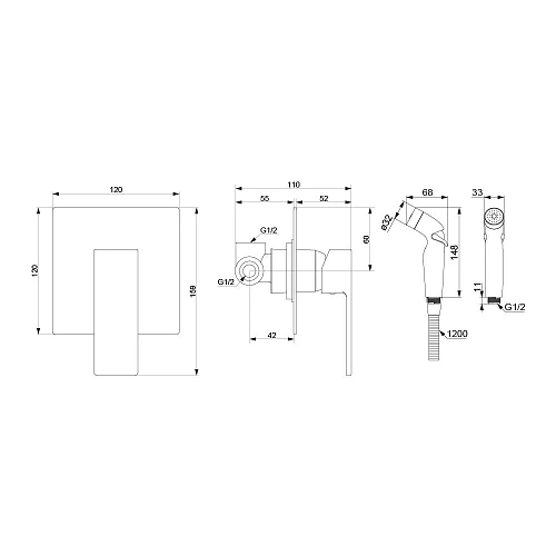 Гигиенический душ Damixa Gala 537510000 встраиваемый, хром Гигиенический душ Damixa Gala 537510000 встраиваемый, хром