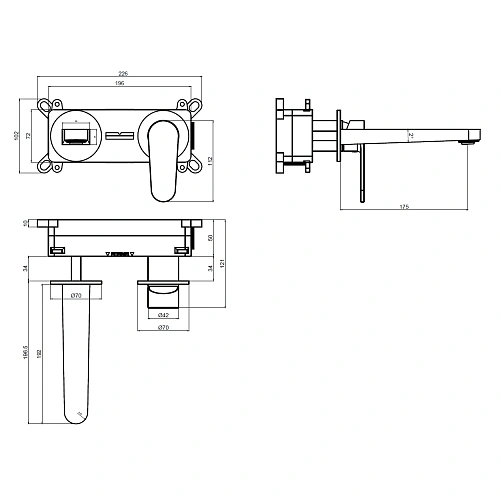 Смеситель для раковины AQUAme Novara AQM6915BN встраиваемый, никель шлифованный Смеситель для раковины AQUAme Novara AQM6915BN встраиваемый, никель шлифованный