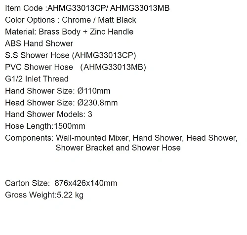 Смеситель для душа ARROW AHMG33013CP хром Смеситель для душа ARROW AHMG33013CP хром