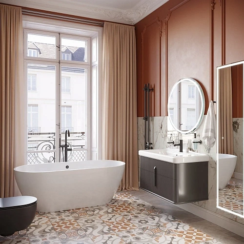 Комплект мебели STWORKI Молде 95 антрацит, с сифоном 579374 Комплект мебели STWORKI Молде 95 антрацит, с сифоном 579374