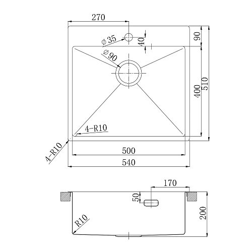 Кухонная мойка Lemark JANGA 540 из нержавеющей стали, графит 9936111 Кухонная мойка Lemark JANGA 540 из нержавеющей стали, графит 9936111