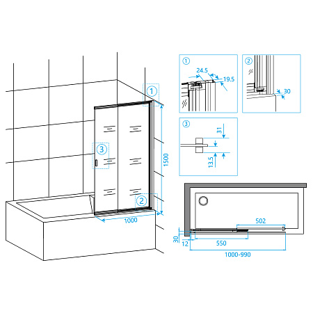 Шторка на ванну RGW Screens SC-40 1000 мм Easy Clean хром Шторка на ванну RGW Screens SC-40 1000 мм Easy Clean хром