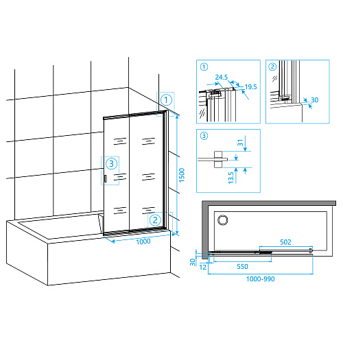 Шторка на ванну RGW Screens SC-40 1000 мм Easy Clean хром Шторка на ванну RGW Screens SC-40 1000 мм Easy Clean хром
