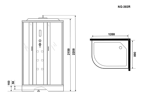 Душевая кабина Niagara Ultra NG-303-01R (1200х800х2200) низкий поддон (16см) 3030164R Душевая кабина Niagara Ultra NG-303-01R (1200х800х2200) низкий поддон (16см) 3030164R