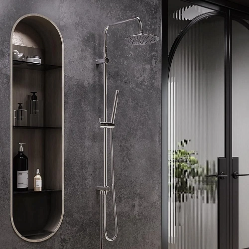 Душевая система Damixa Scandinavian Pure 936000000 верхний душ 250 мм, штанга 1050-1450, хром Душевая система Damixa Scandinavian Pure 936000000 верхний душ 250 мм, штанга 1050-1450, хром