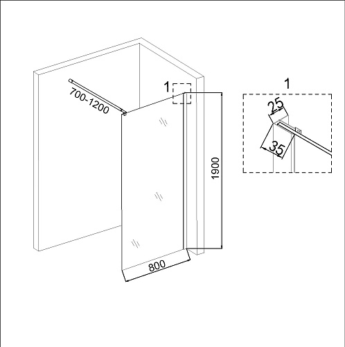 Душевая перегородка Niagara Eco NG-552-80BLACK (80x190) профиль черный, стекло КЛЕТКА Душевая перегородка Niagara Eco NG-552-80BLACK (80x190) профиль черный, стекло КЛЕТКА