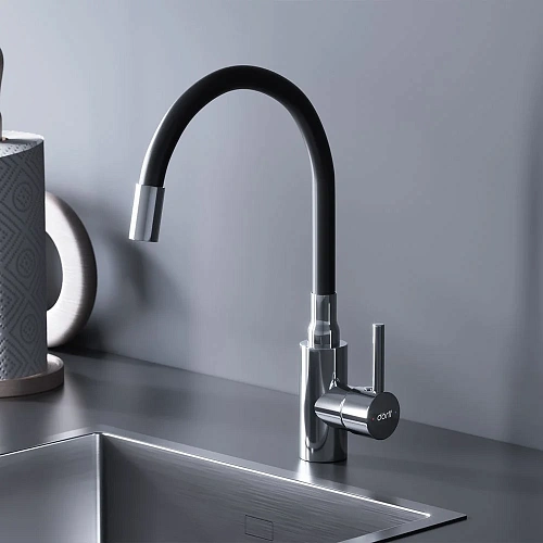 Смеситель для кухни Dorff Logic D3007622 с гибким изливом, черный Смеситель для кухни Dorff Logic D3007622 с гибким изливом, черный