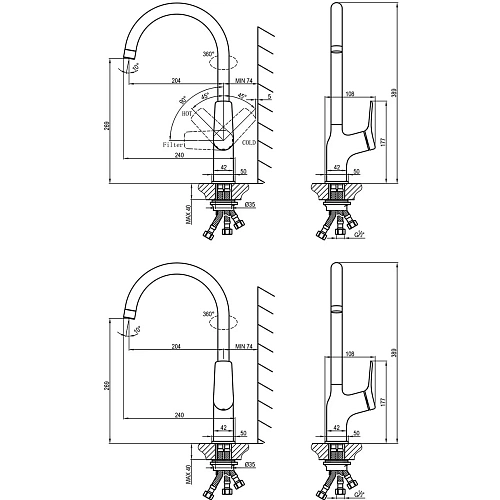 Смеситель для кухни Lemark Ortus LM11361C с подключением к фильтру, хром Смеситель для кухни Lemark Ortus LM11361C с подключением к фильтру, хром