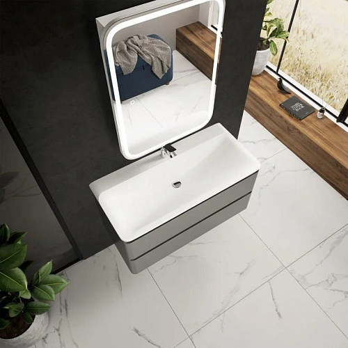 Тумба под раковину AQUAme AQM900410GM S4 подвесная 100 см серый Тумба под раковину AQUAme AQM900410GM S4 подвесная 100 см серый