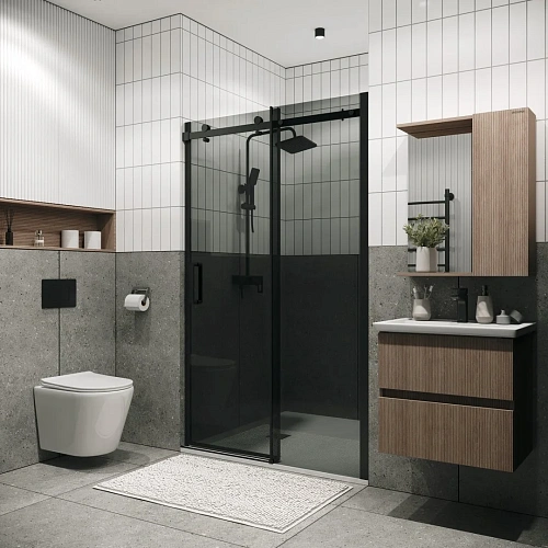 Душевая дверь GROSSMAN Classic 100.K33.04.130.21.10 (130x195) черный матовый, стекло тонированное Душевая дверь GROSSMAN Classic 100.K33.04.130.21.10 (130x195) черный матовый, стекло тонированное