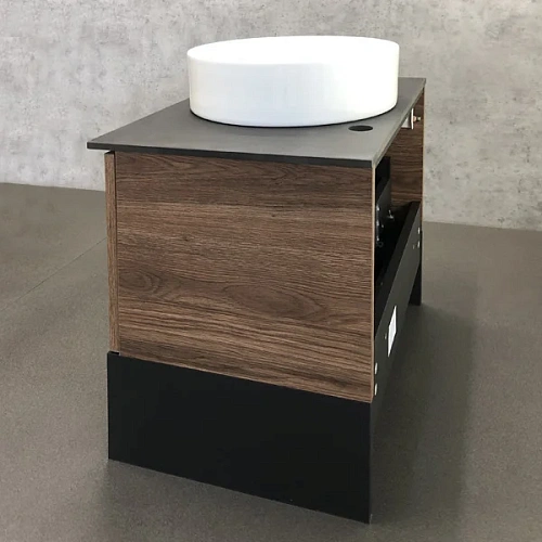 Тумба раковина Comforty Штутгарт-60 00-00001698 дуб темно-коричневый с черной столешницей c раковиной Comforty 9111 Тумба раковина Comforty Штутгарт-60 00-00001698 дуб темно-коричневый с черной столешницей c раковиной Comforty 9111