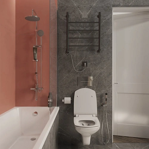 Полотенцесушитель электрический EWRIKA Сафо P 60х50 L, черный матовый 462079 Полотенцесушитель электрический EWRIKA Сафо P 60х50 L, черный матовый 462079