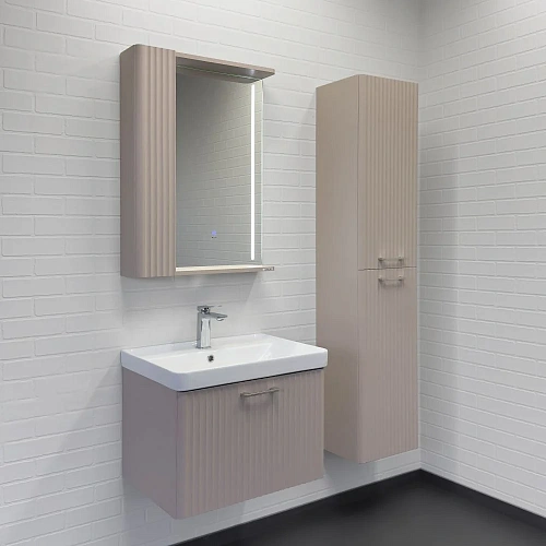 Зеркальный шкаф Comforty Ангара-60 00-00020689 дуб латте с LED подсветкой Зеркальный шкаф Comforty Ангара-60 00-00020689 дуб латте с LED подсветкой