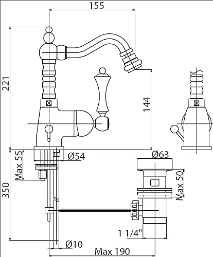 Смеситель для биде CEZARES MARGOT-BSM2-BIO Смеситель для биде CEZARES MARGOT-BSM2-BIO