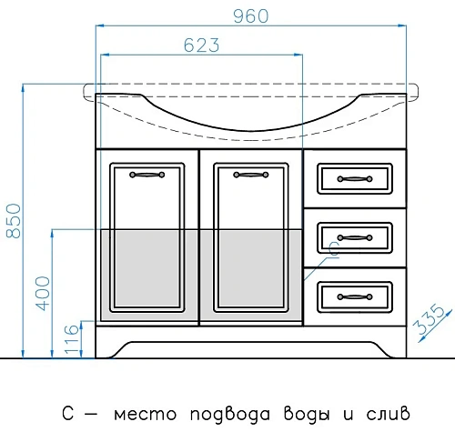 Тумба под раковину Style Line Олеандр-2 100 (3 ящ.) под раковину Эльбрус 100, Люкс белая ЛС-00000584 Тумба под раковину Style Line Олеандр-2 100 (3 ящ.) под раковину Эльбрус 100, Люкс белая ЛС-00000584