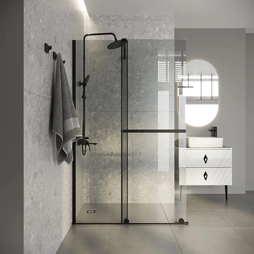 Душевая перегородка Niagara Nova NG-671-12BLACK (120х200) черный матовый, раздвижная, стекло прозрачное Душевая перегородка Niagara Nova NG-671-12BLACK (120х200) черный матовый, раздвижная, стекло прозрачное