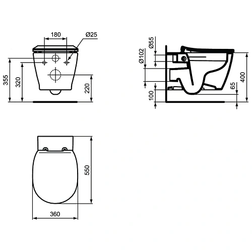 Комплект 3 в 1 Ideal Standard E8822301PC15 инсталляция PROSYS с подвесным унитазом CONNECT Rimless E Комплект 3 в 1 Ideal Standard E8822301PC15 инсталляция PROSYS с подвесным унитазом CONNECT Rimless E