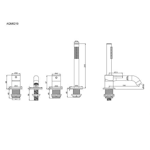 Смеситель на борт ванны AQUAme Siena AQM6219CR хром Смеситель на борт ванны AQUAme Siena AQM6219CR хром