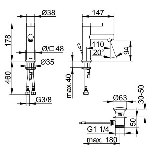 Смеситель для раковины Keuco IXMO 59502371000 с донным клапаном Смеситель для раковины Keuco IXMO 59502371000 с донным клапаном