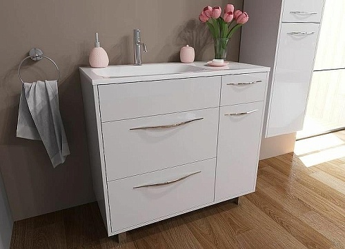 Тумба с раковиной Эстет Barcelona ФР-00003599 900х450 левая, напольная 3 ящика 1 дверь Тумба с раковиной Эстет Barcelona ФР-00003599 900х450 левая, напольная 3 ящика 1 дверь