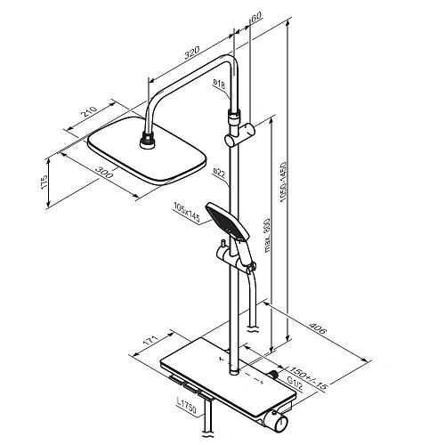 Душевая система Damixa Gala 953760300 с термостом черный Душевая система Damixa Gala 953760300 с термостом черный