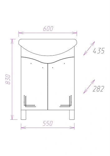 Тумба под раковину Onika ЛАДА 60.11 106002 Тумба под раковину Onika ЛАДА 60.11 106002