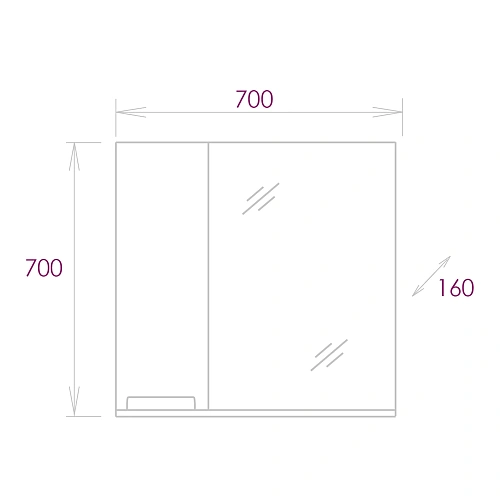 Зеркальный шкаф Onika ДЖОРДАН 70.00 Правый 207042 Зеркальный шкаф Onika ДЖОРДАН 70.00 Правый 207042