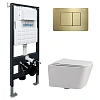 Комплект унитаза ABBER Rechteck AC1201 белый с инсталляцией AC0105 и кнопкой AC0120MMG золото матовое AC1201-AC0105-AC0120MMG
