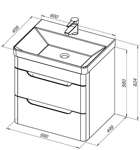 Тумба под раковину Aquanet София 60 белый глянец (2 ящика) 00288905 Тумба под раковину Aquanet София 60 белый глянец (2 ящика) 00288905