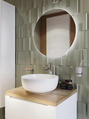 Комплект мебели STWORKI Берген 60 белая со светлой столешницей, раковина Moon 1 549384 Комплект мебели STWORKI Берген 60 белая со светлой столешницей, раковина Moon 1 549384