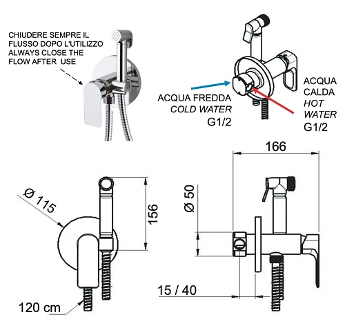 Гигиенический душ Remer Infinity I65WNP, никель брашированный Гигиенический душ Remer Infinity I65WNP, никель брашированный