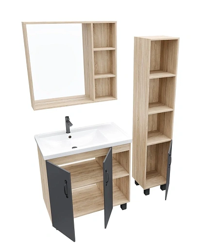 Тумба под раковину GROSSMAN ФЛАЙ-80 см дуб сонома/серая (ум.Фостер 80-Пр) напольная 108002 Тумба под раковину GROSSMAN ФЛАЙ-80 см дуб сонома/серая (ум.Фостер 80-Пр) напольная 108002