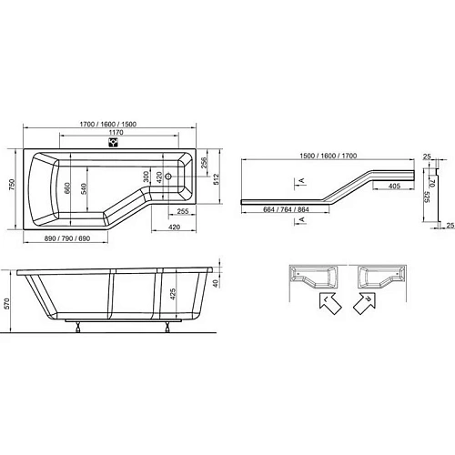 Акриловая ванна Ravak Be Happy 170x75 P C171000000 (правая) Акриловая ванна Ravak Be Happy 170x75 P C171000000 (правая)