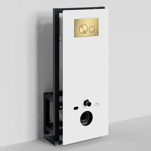 Инсталляция для унитаза WasserKRAFT Glan 66TLT.010.ME.WH.MG02 с клавишей смыва золото Инсталляция для унитаза WasserKRAFT Glan 66TLT.010.ME.WH.MG02 с клавишей смыва золото