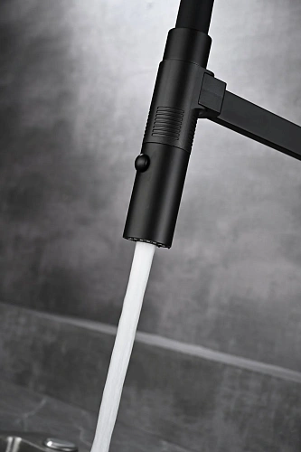 Смеситель для кухни AQUAme Cucina AQM9904MB с гибким изливом, черный матовый Смеситель для кухни AQUAme Cucina AQM9904MB с гибким изливом, черный матовый