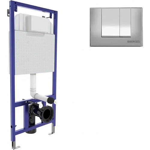 Инсталляция для унитаза BERGES NOVUM с кнопкой смыва, S2 матовый хром 040242 Инсталляция для унитаза BERGES NOVUM с кнопкой смыва, S2 матовый хром 040242